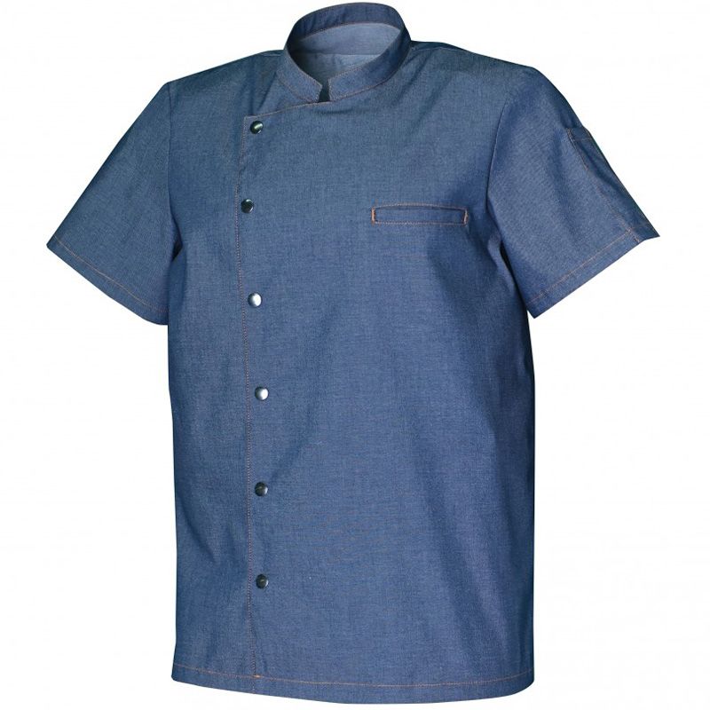 Veste denim manches courtes face