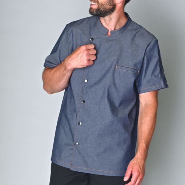 Veste denim manches courtes porté face