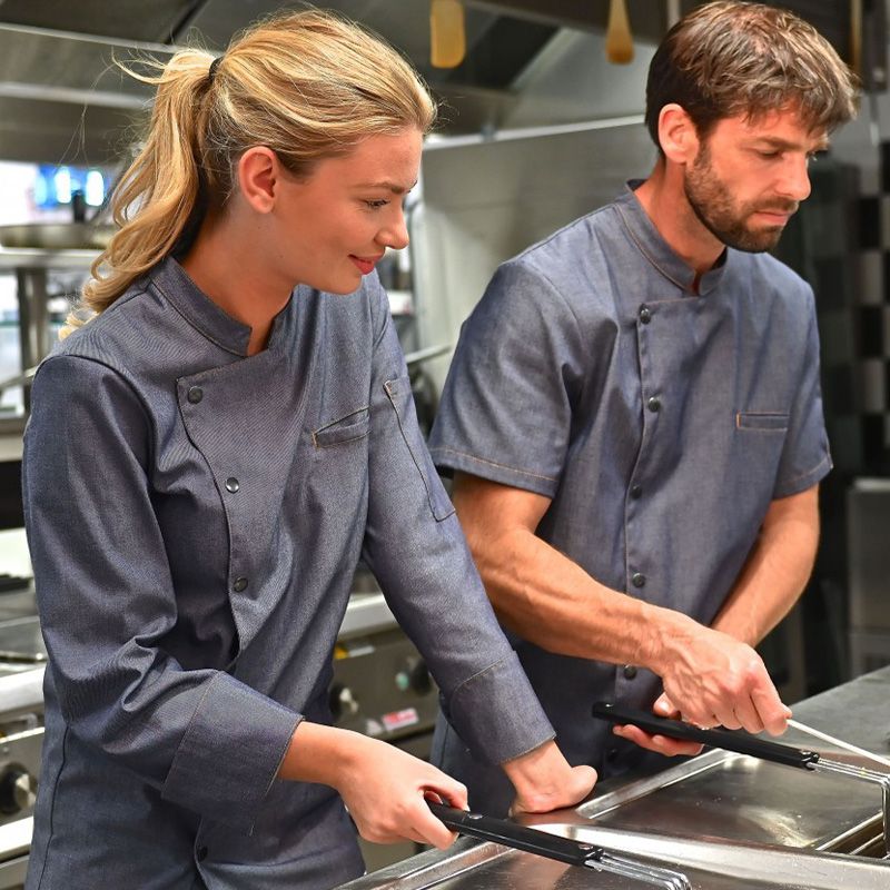 Veste denim manches courtes cuisine