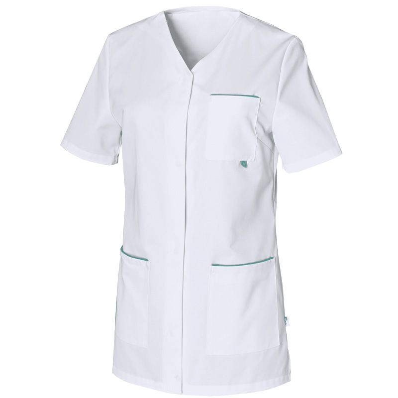 Tunique en polyesther recyclé et coton manches courtes blanc