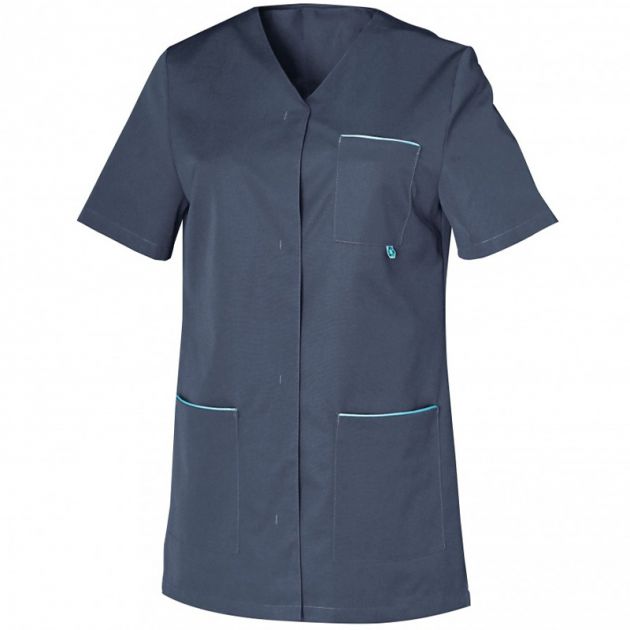 Tunique en polyesther recyclé et coton manches courtes gris