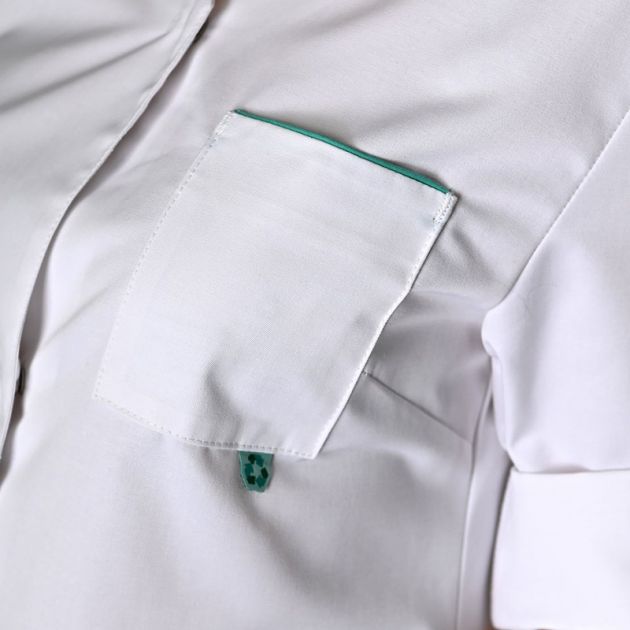 Tunique en polyesther recyclé et coton manches réglables poche poitrine