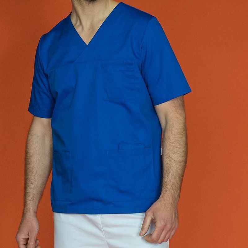 Tunique homme manches courtes bleu portée