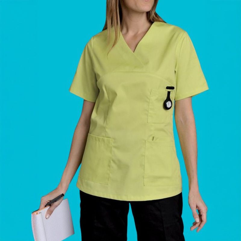 Tunique femme manches courtes vert d'eau porté