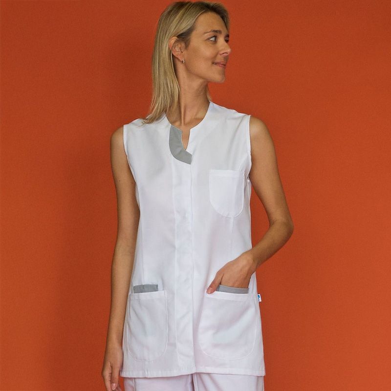 Tunique sans manches encolure goutte blanc porté face