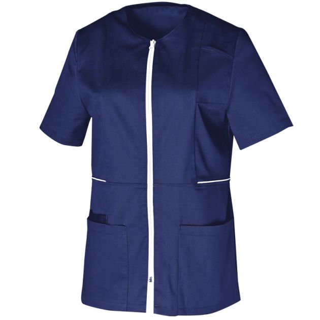 Tunique femme avec fermeture zippée bleu marine face