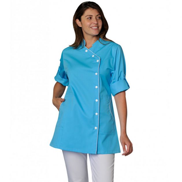 Tunique design manches réglables bleu portée