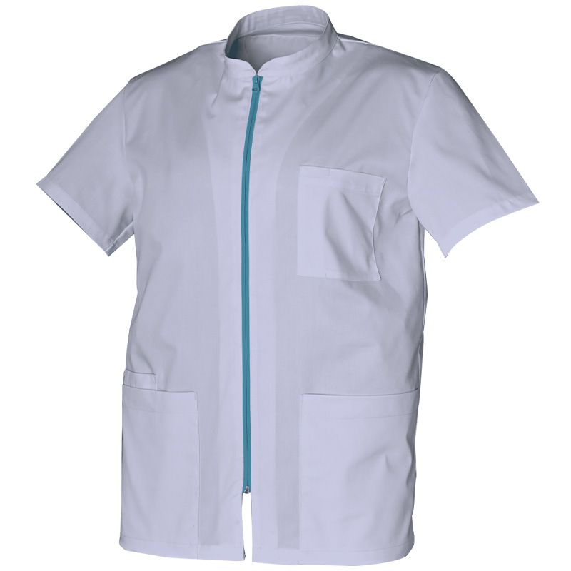 Tunique homme avec fermeture zippée blanc face