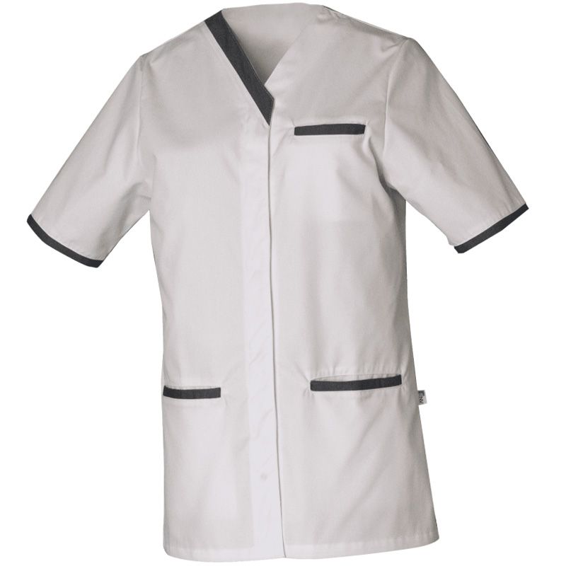 Tunique blanche femme encolure V colorée blanche face