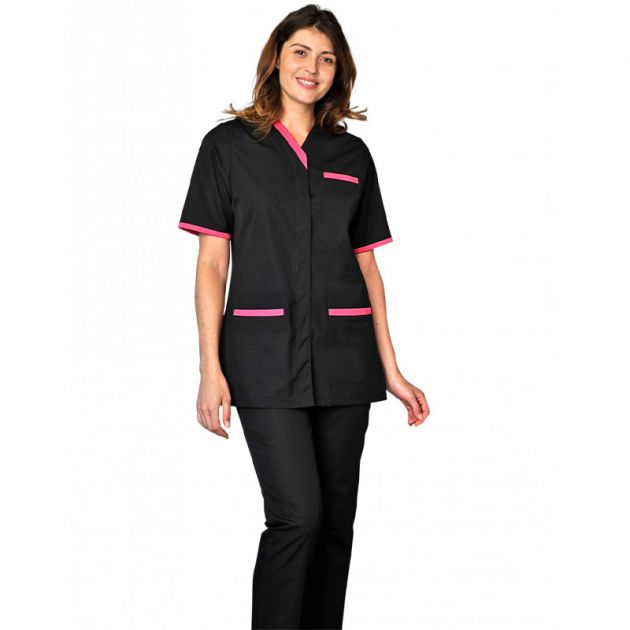 Tunique blanche femme encolure V colorée noir porté