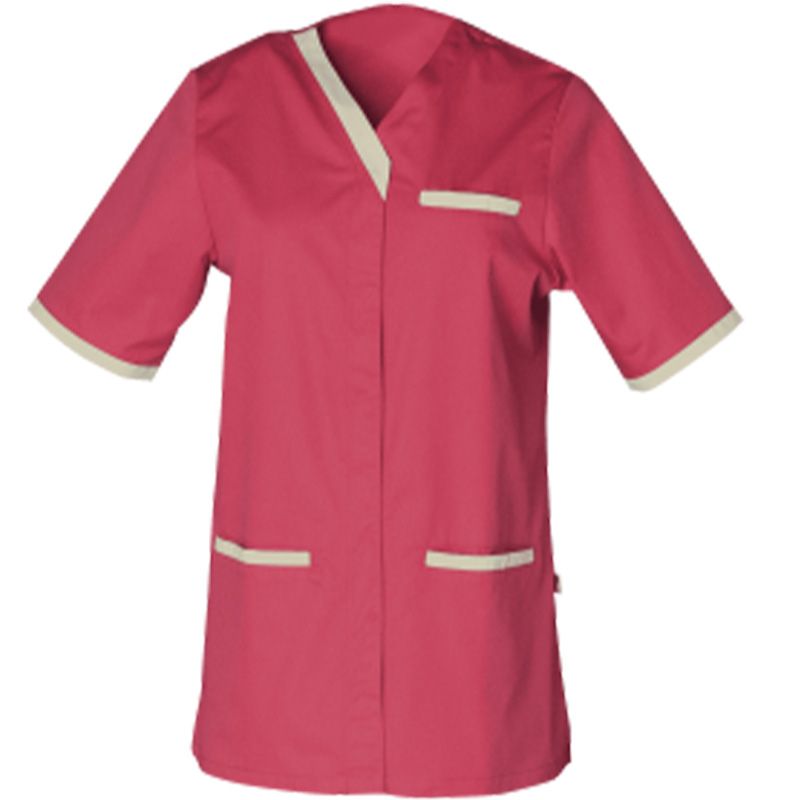 Tunique blanche femme encolure V colorée rose face