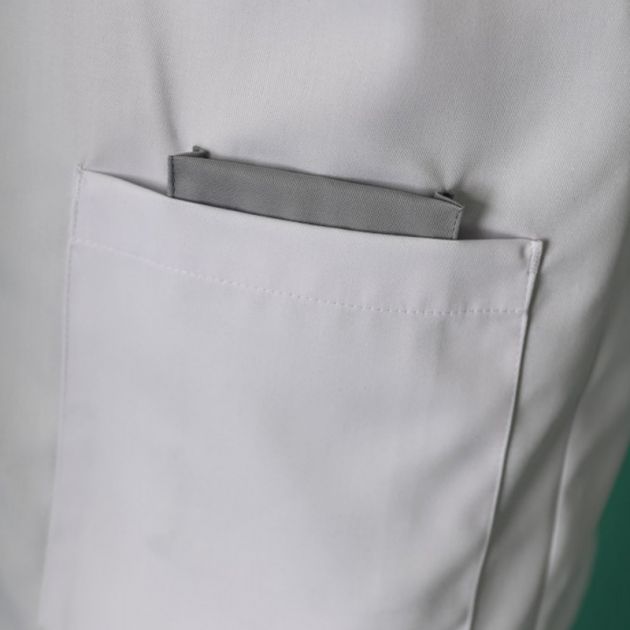 Tunique homme col officier blanc poche