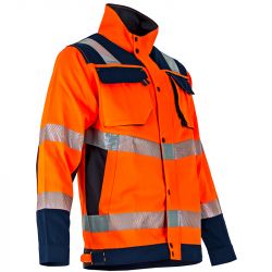 Veste de travail haute visibilité à col montant bleu