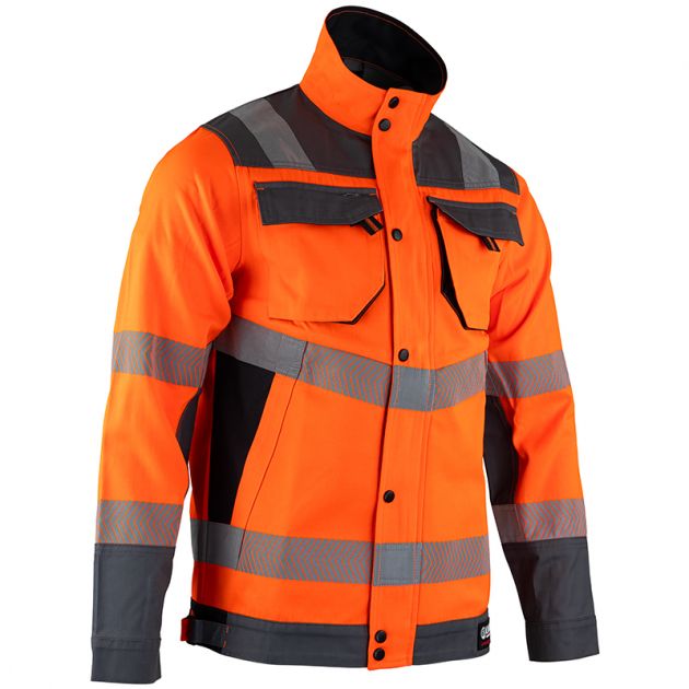 Veste de travail haute visibilité à col montant gris