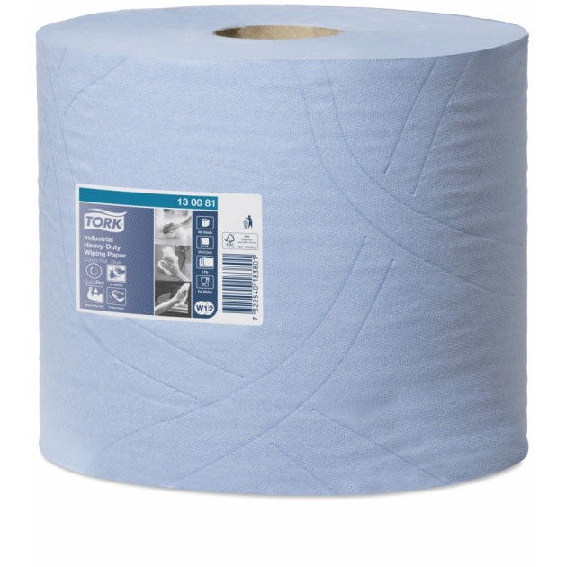 Rouleau essuie tout industriel bleu tissu 2 plis 26x35cm - 472m