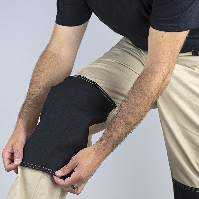 Pantalon poche cote - multi decoupes beige