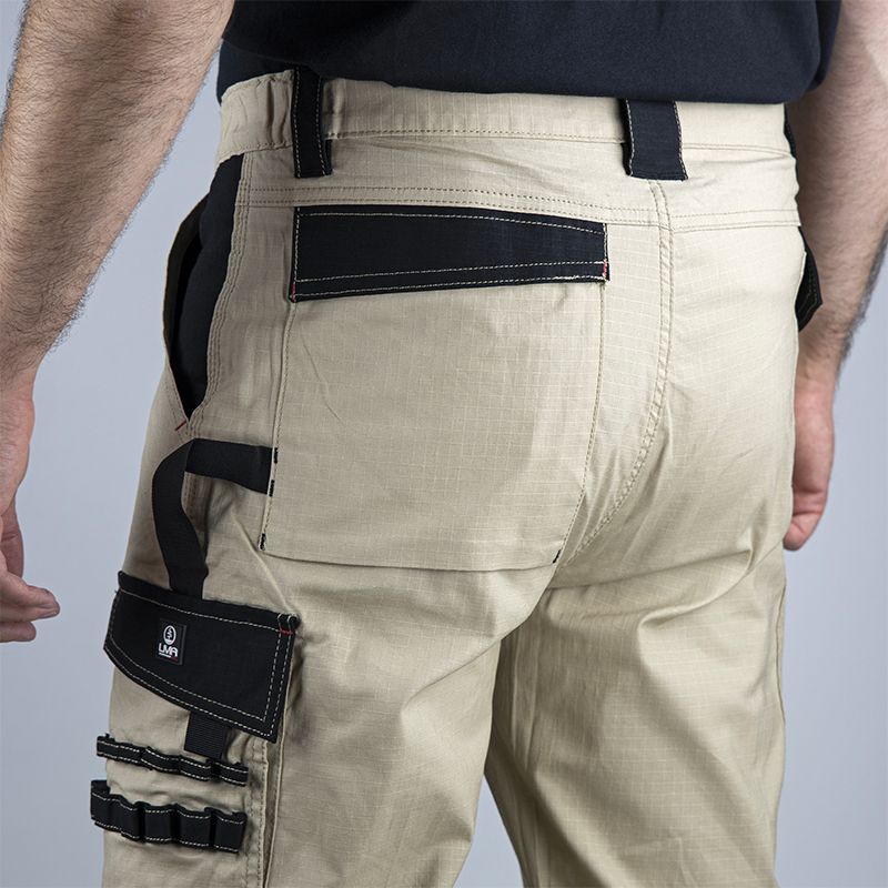 Pantalon poche cote - multi decoupes beige