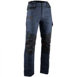 Pantalon bicolore multipoches bleu