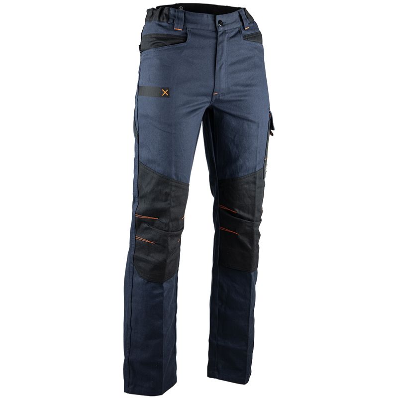 Pantalon bicolore multipoches bleu