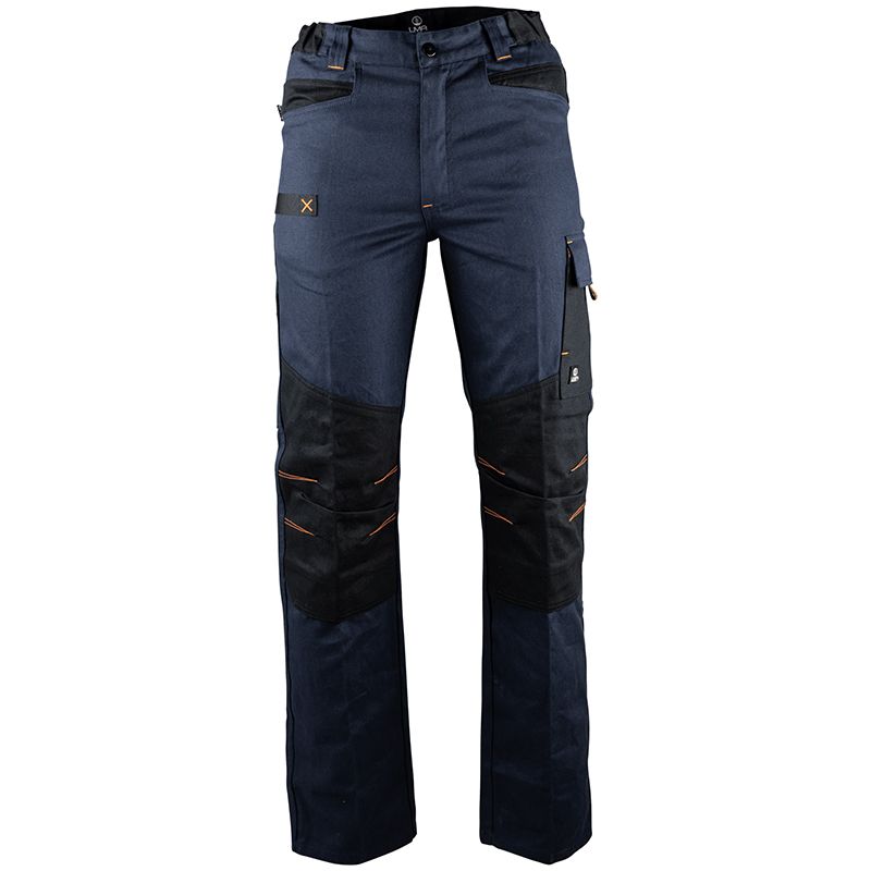 Pantalon bicolore multipoches bleu