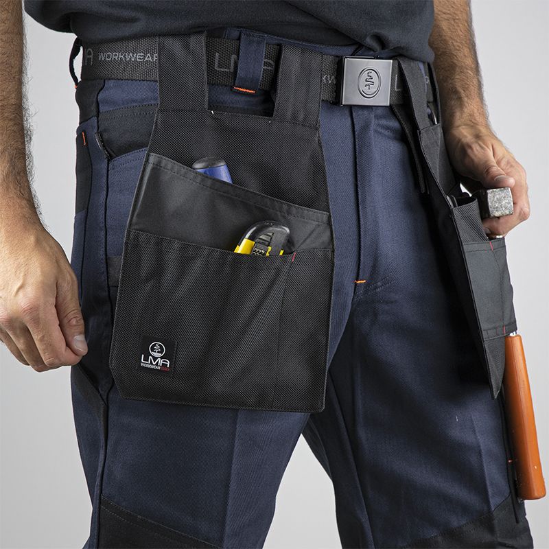 Pantalon bicolore multipoches bleu