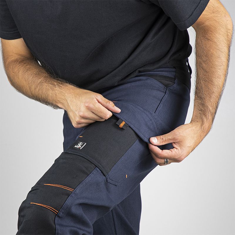 Pantalon bicolore multipoches bleu