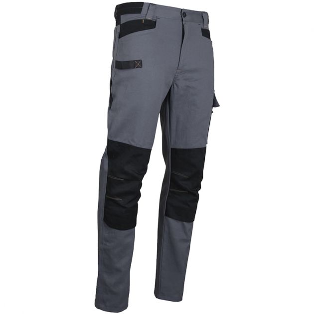 Pantalon bicolore multipoches gris