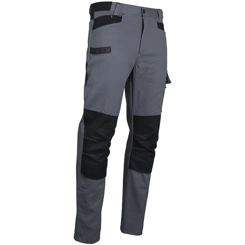 Pantalon bicolore multipoches gris