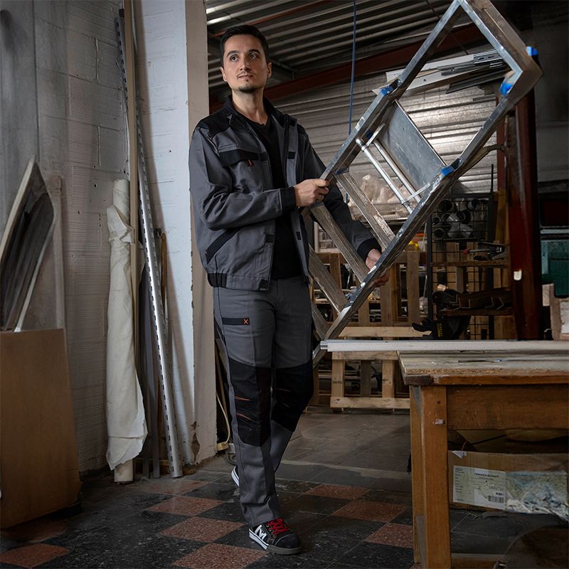 Pantalon bicolore multipoches gris