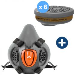 Demi masque Portwest P421 avec 6 cartouches P902 kit