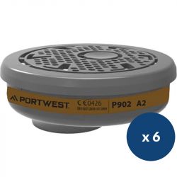 Filtre à gaz A2 à baïonnette pour demi masque pastille x 6