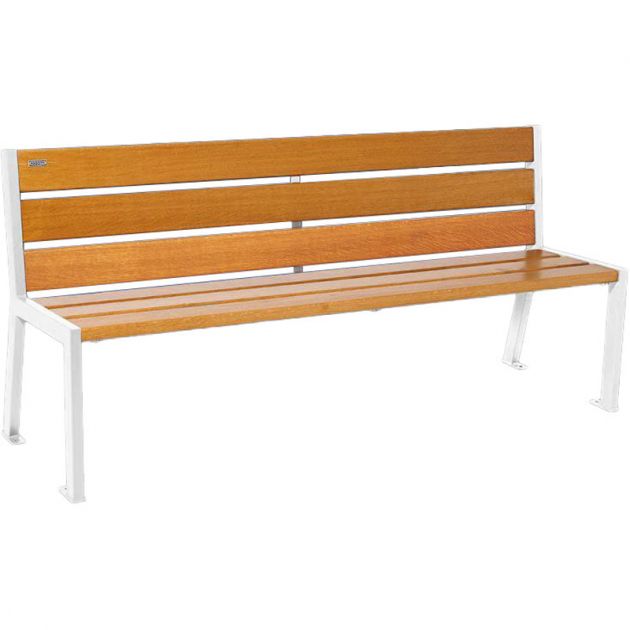 Banc urbain acier et chêne clair 180 cm SILAOS blanc