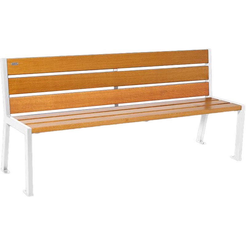 Banc urbain acier et chêne clair 180 cm SILAOS blanc