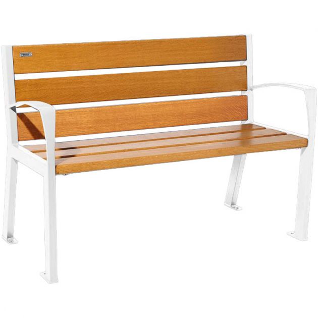 Banc acier et chêne clair avec accoudoirs 120 cm SILAOS blanc