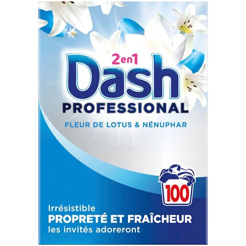 Lessive en poudre Dash 2 en 1 professionnel - baril de 100 doses