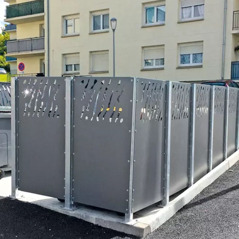 Bardage pour cache-conteneurs modulable en acier gris anthracite photo
