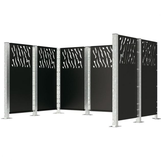 Bardage pour cache-conteneurs modulable en acier noir