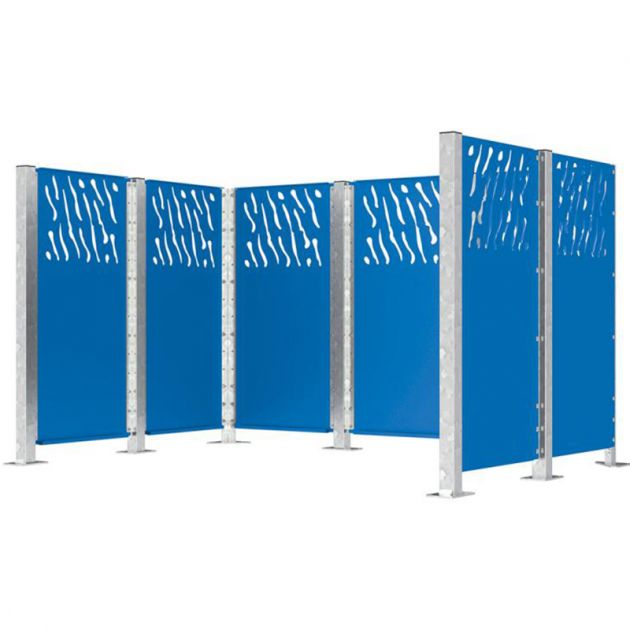 Bardage pour cache-conteneurs modulable en acier bleu