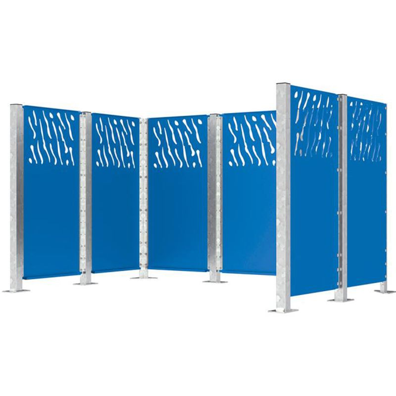 Bardage pour cache-conteneurs modulable en acier bleu