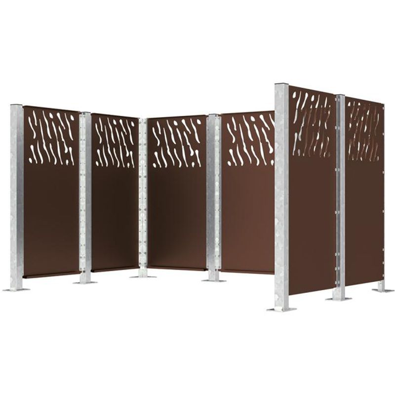 Bardage pour cache-conteneurs modulable en acier marron