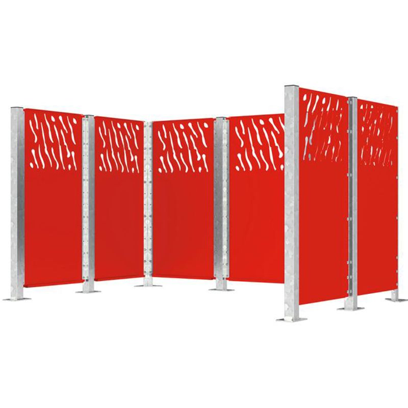 Bardage pour cache-conteneurs modulable en acier rouge