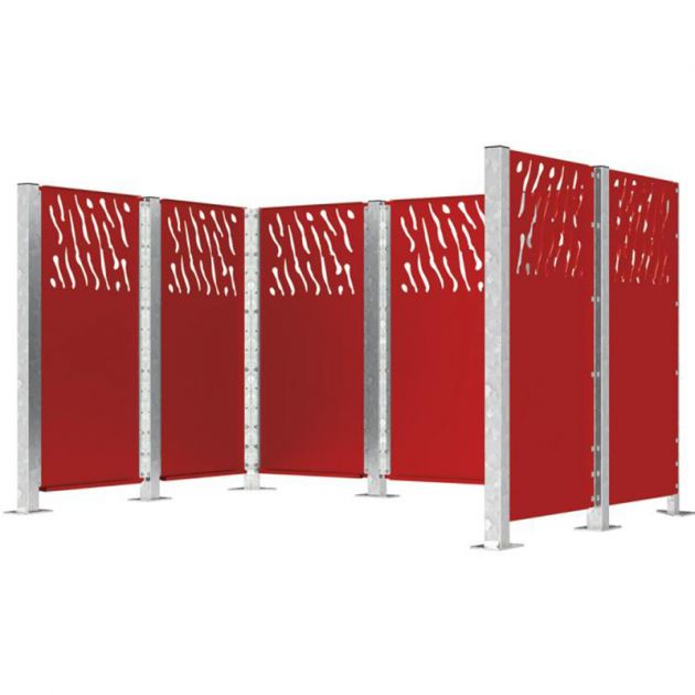 Bardage pour cache-conteneurs modulable en acier bordeaux