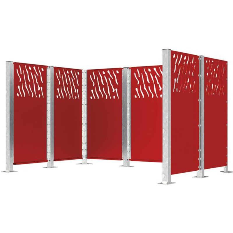 Bardage pour cache-conteneurs modulable en acier bordeaux