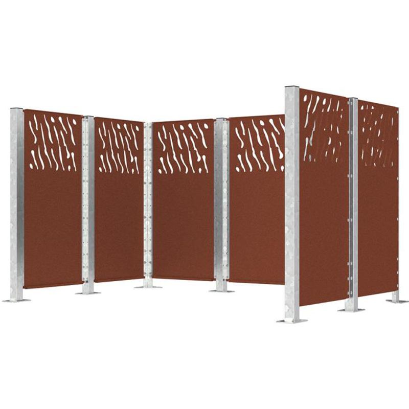 Bardage pour cache-conteneurs modulable en acier corten