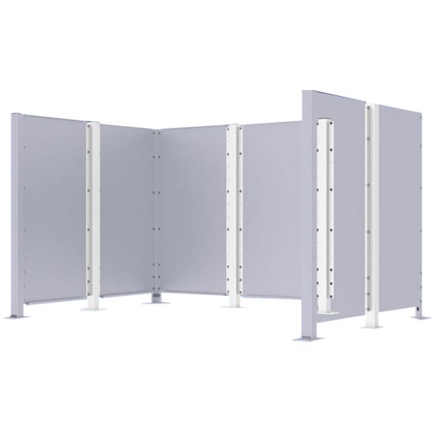 Poteau cache-conteneurs modulable peint sur Galva blanc