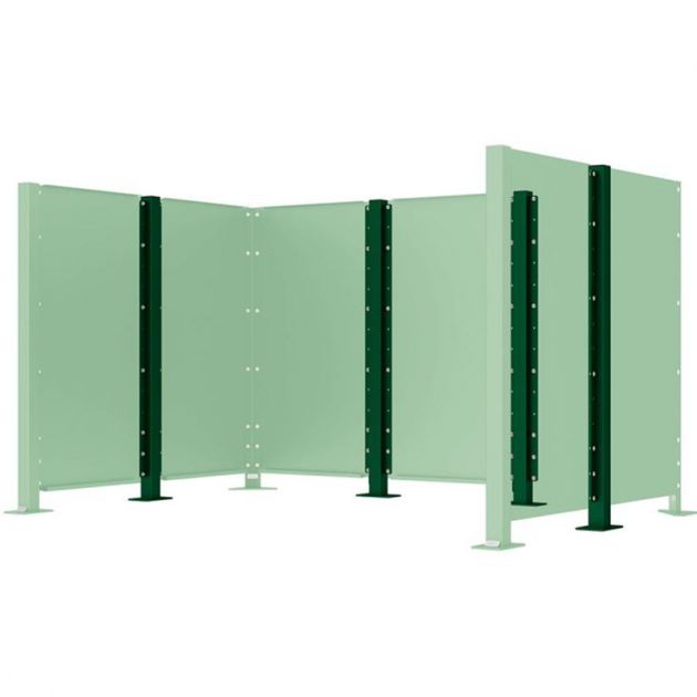 Poteau cache-conteneurs modulable peint sur Galva vert