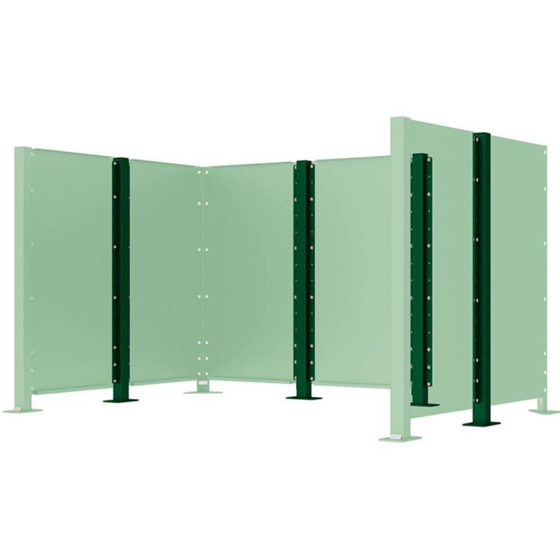 Poteau cache-conteneurs modulable peint sur Galva vert