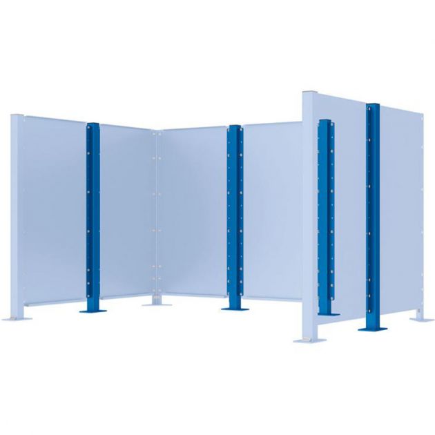 Poteau cache-conteneurs modulable peint sur Galva bleu