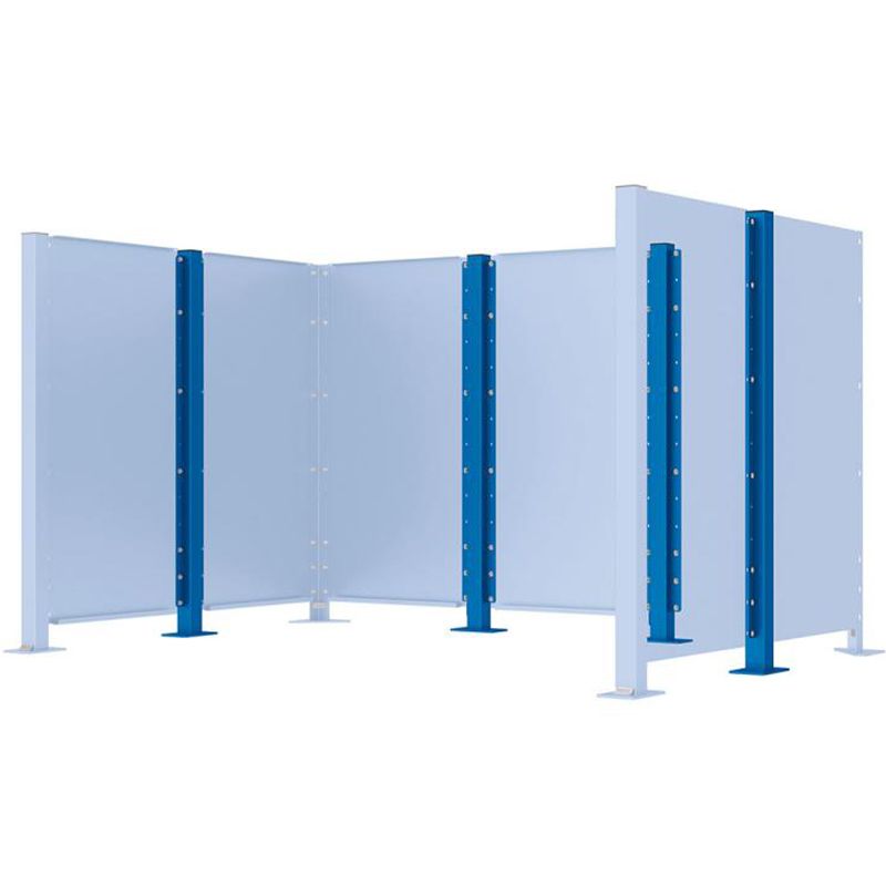 Poteau cache-conteneurs modulable peint sur Galva bleu