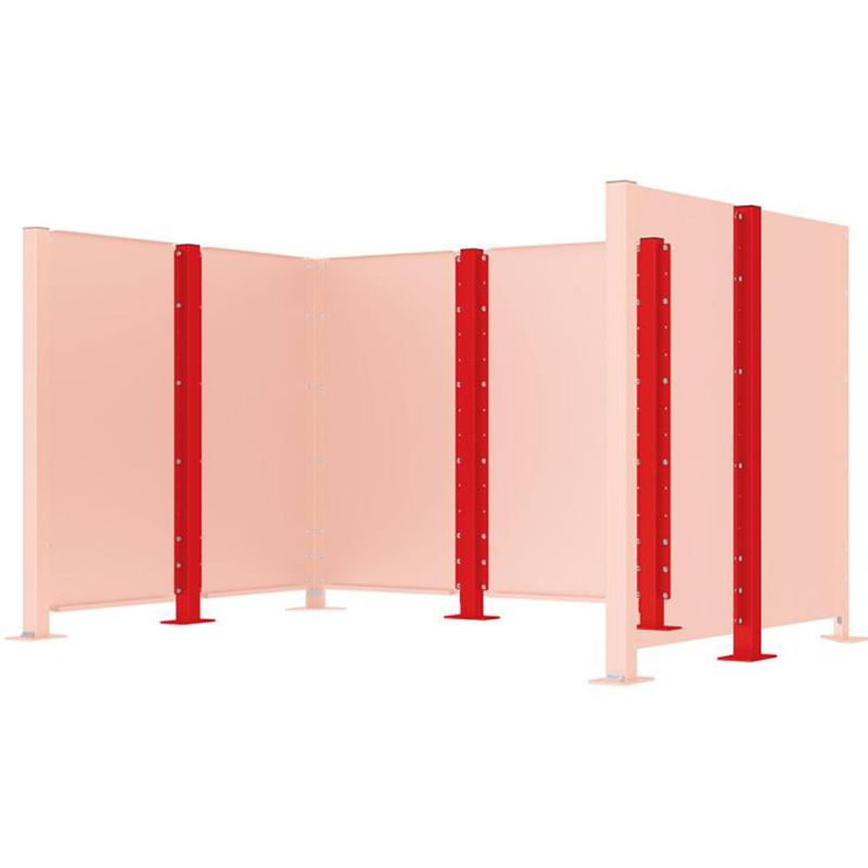 Poteau cache-conteneurs modulable peint sur Galva rouge